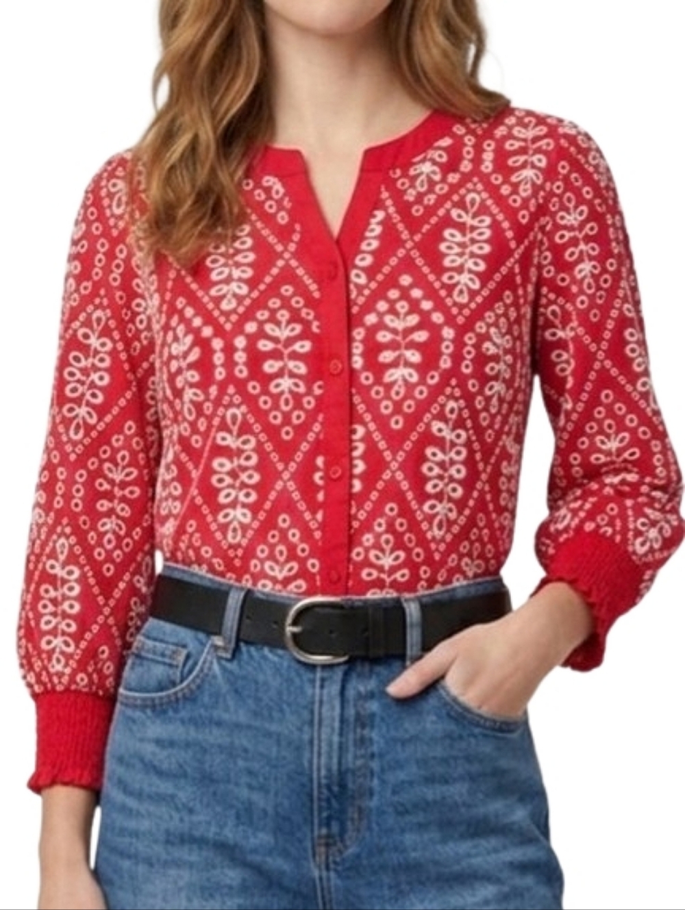 CABI Lyric Embroidered Eyelet Blouse